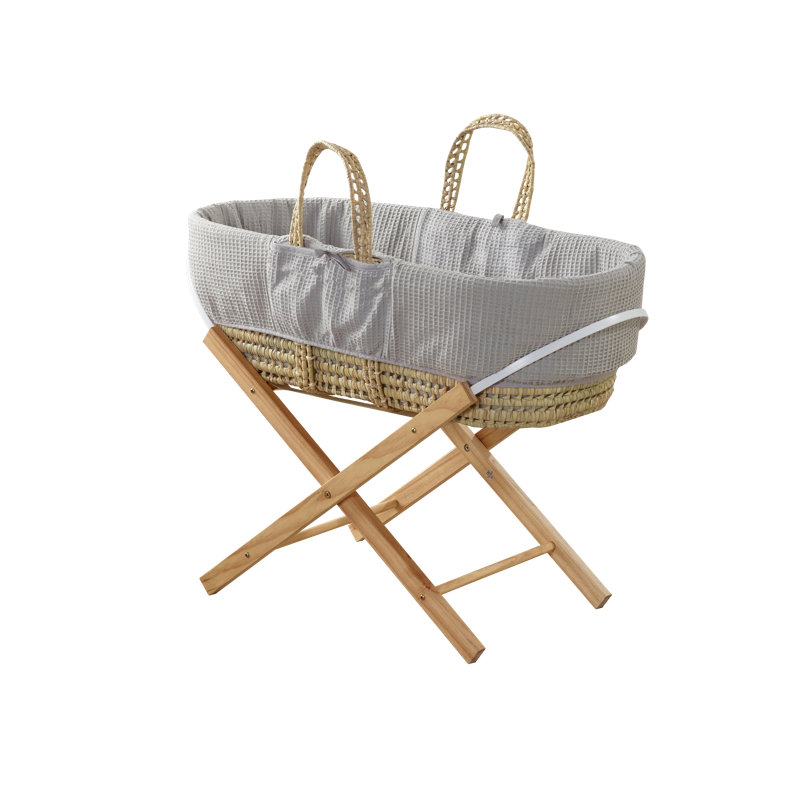 Moses Basket With Stand with Mattress, Grey, Beige