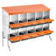 Boîtes de nidification pour poulets, 10 compartiments, avec pieds de support, collection Easy Egg, acier galvanisé et plastique haute résistance, boîtes gigognes pour poules et poules pondeuses, orange