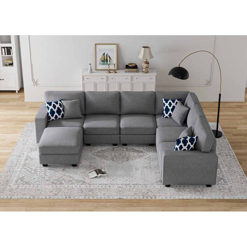 Flexible Combination Module Reversible Sectional Sofa, Dark Gray Polyester Blend