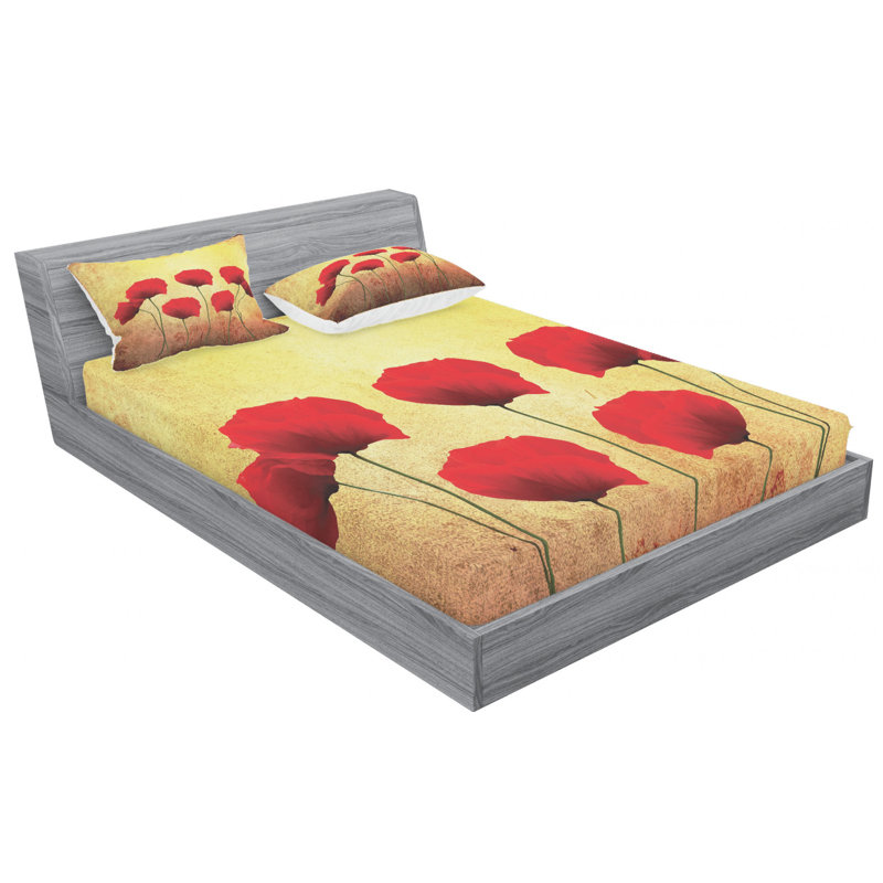 Poppy Microfiber Sheet Set, Full Sheet Set with Fitted Sheet