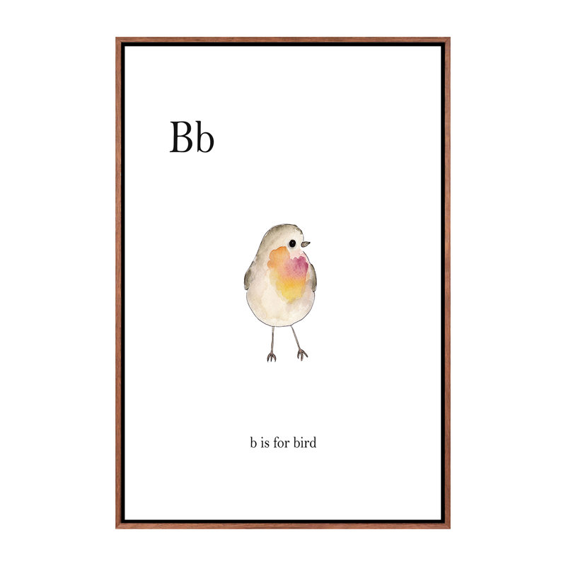 Décoration murale Bb Is For Bird Kids, H 40 po x l 26 po x P 1,5 po, Toile classique avec cadre brun