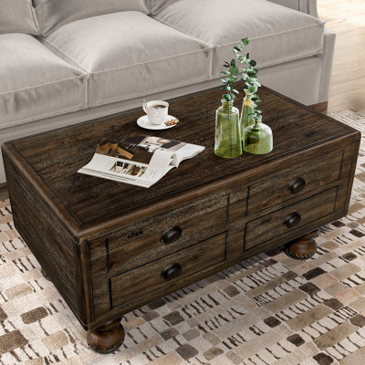 40" Rectangle Single Coffee Table with Storage Drawers