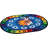 Sunny Day Learn Play Literacy Classroom Tufted Blue/Red Area Rug-918451337