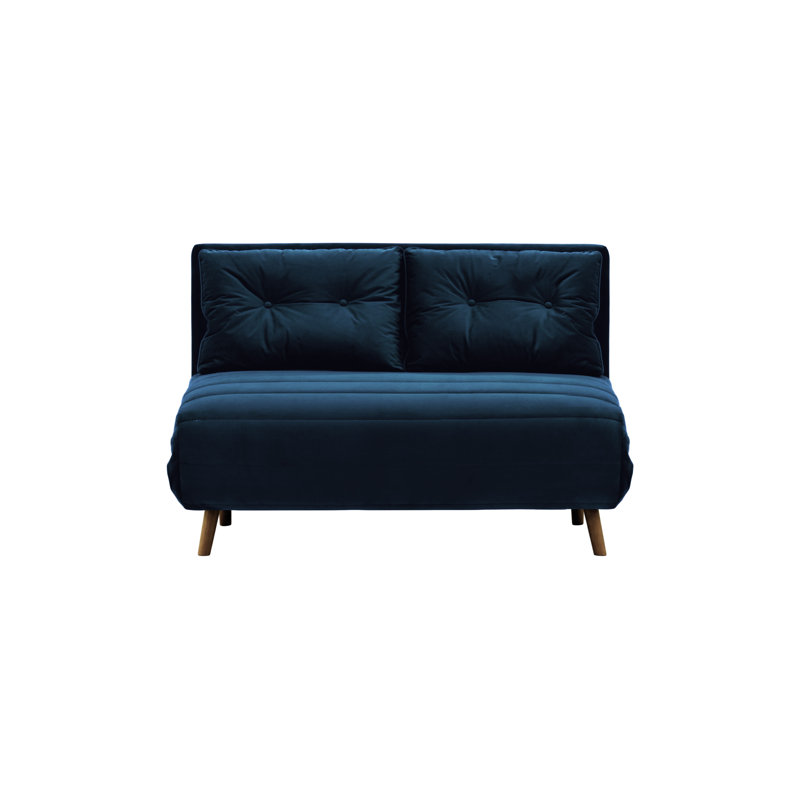 Donald 2 Seater Sofa Bed,  78cm H X 120cm W X 90cm D, Dark Oak, Dark Blue