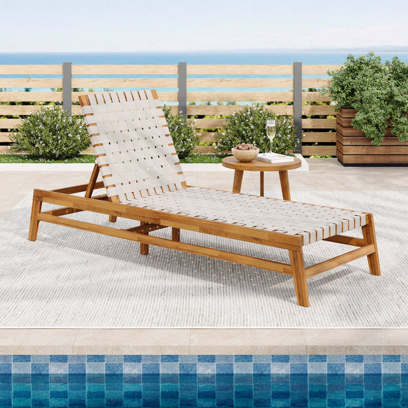 Outdoor Rope Chaise Lounge Chair, Brown/White