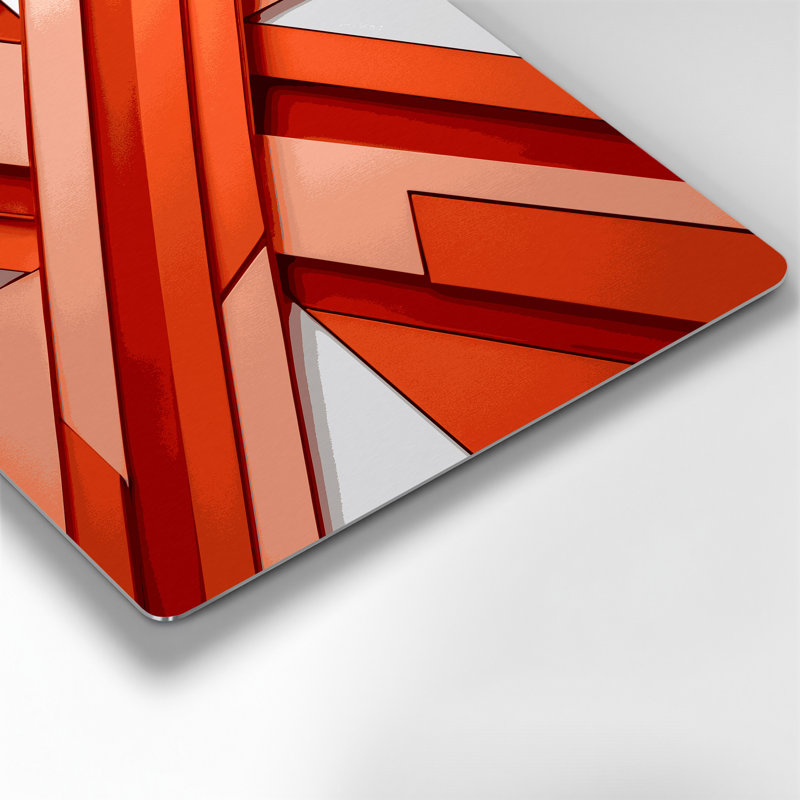 «Geometric Abstraction 78», art mural en métal rouge, H 11 po x l 14 po