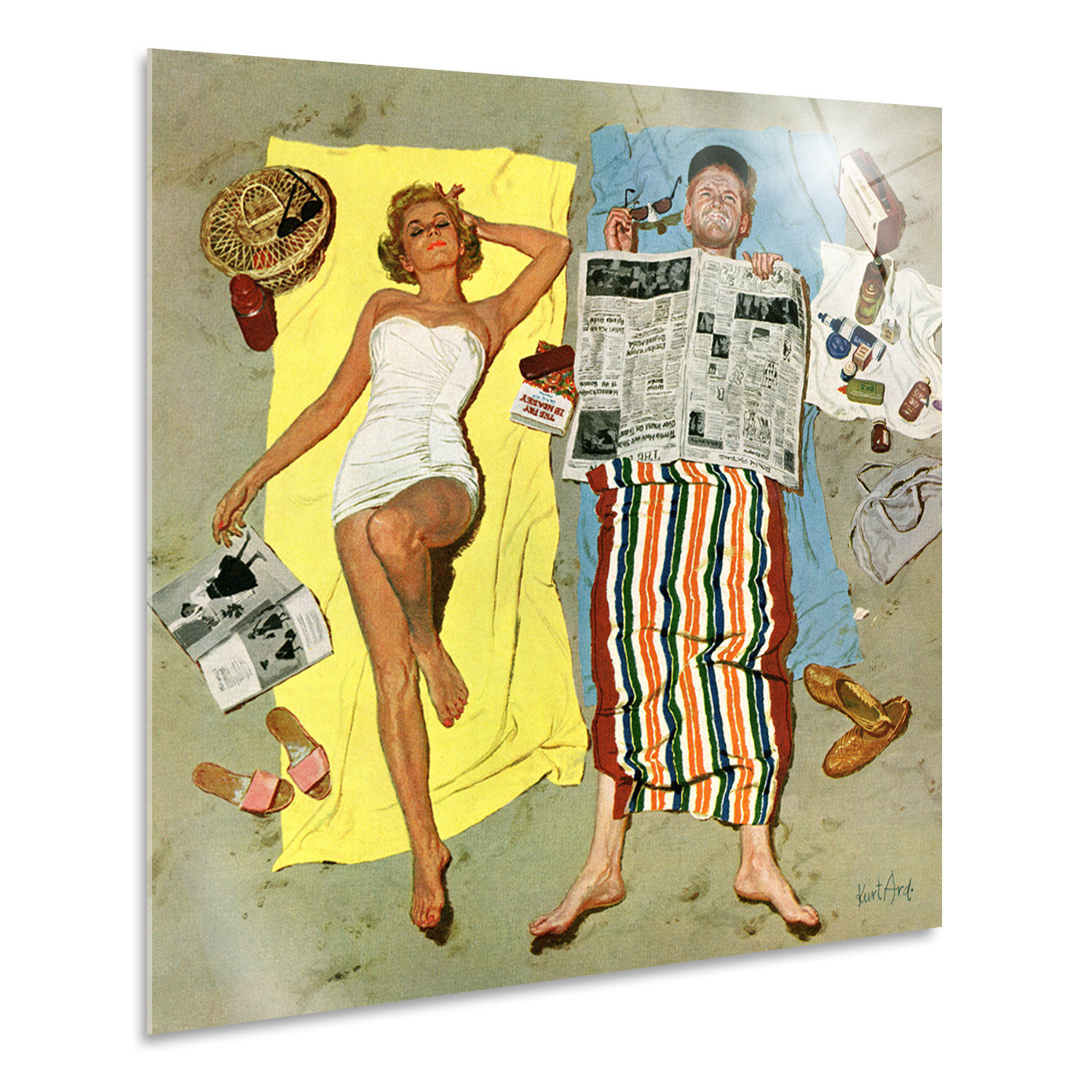 House of Hampton - Quadro - The Saturday Evening Post - Crema Solare -  Vetro Acrilico Plexi - 100X100 - Pronto Da Appendere - Quadri Moderni Per  La Casa - Vintage - Retr