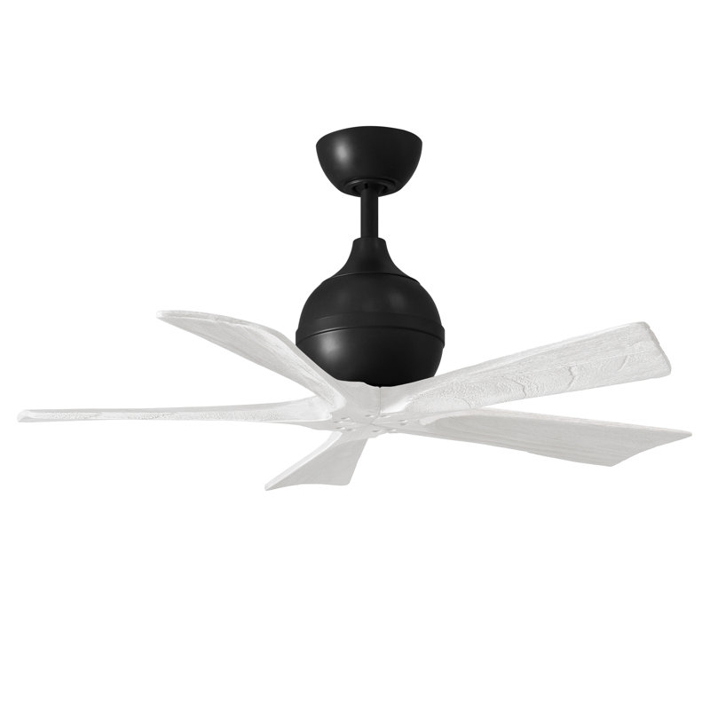 52" Irene 5-Blade Ceiling Fan with Wall Remote, Matte Black, Matte White, 42"