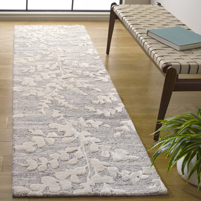 Tapis floral en laine / viscose / coton touffeté à la main Hernal