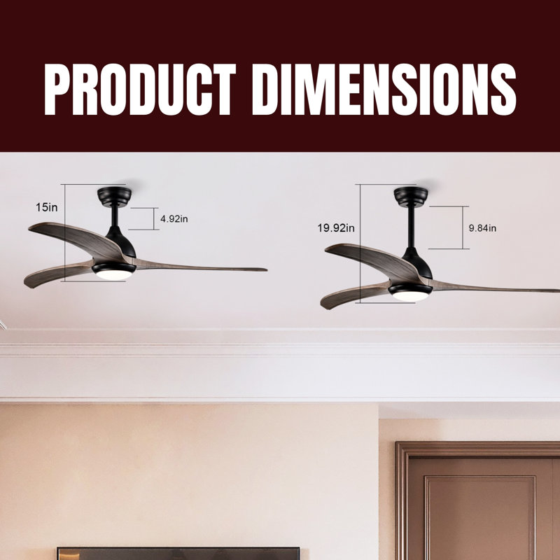 52 Inch Indoor/Outdoor Ceiling Fan With Light, Remote Control, Noiseless Reversible Motor, 6-Speed, 3-Color Led, For Patio, Living Room, Bedroom, Office