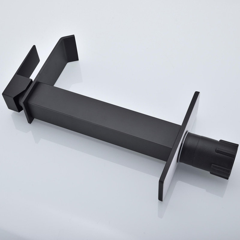 Robinet de lavabo de salle de bain à poignée simple avec bec cascade, Noir mat