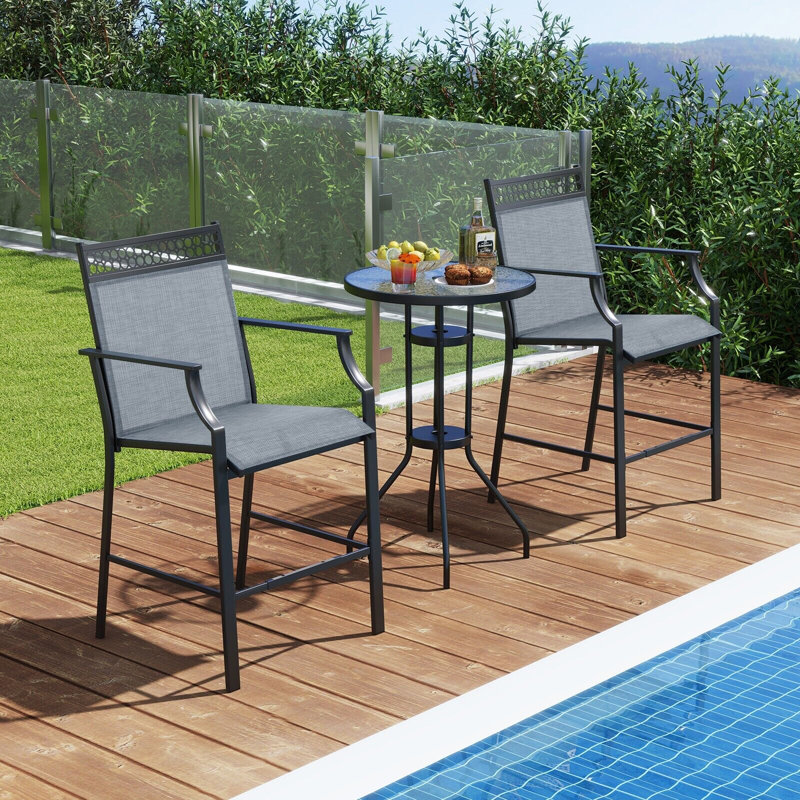 Metal Outdoor 63cm Counter Stool, Blue