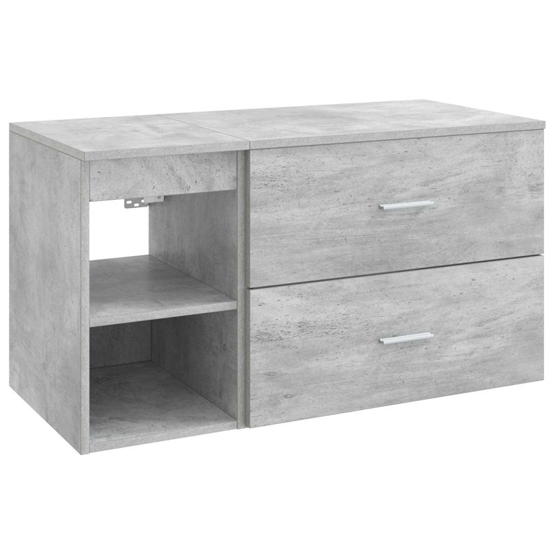 Vanity & Mirror Set, Concrete Grey