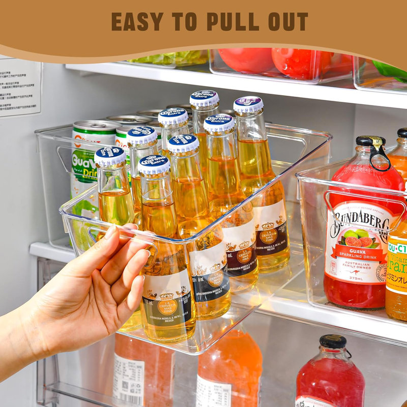 12 Pack Clear Plastic Storage Bins with Handles - Pantry & Cabinet Organizers, Acrylic Storage Containers for Kitchen Fridge/Cabinet