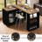 Kitchen Island With Extendable Dining Table, Storage Cabinet, Drawers, Rustic Brown Top, Black Oak Base-988985761