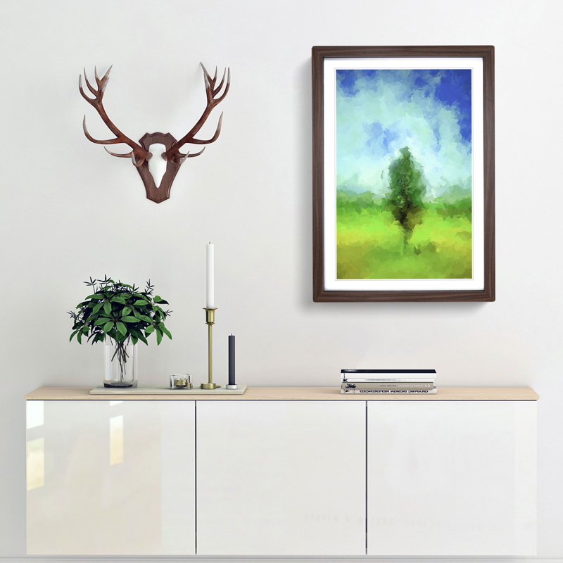 Isolated Tree in Abstract - Framed Print, 48cm H x 36cm W x 2cm D, Walnut Framed