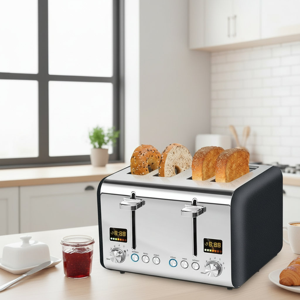 HENANCHANGHOU This Four-Piece Stainless Steel Toaster Features A Wide ...