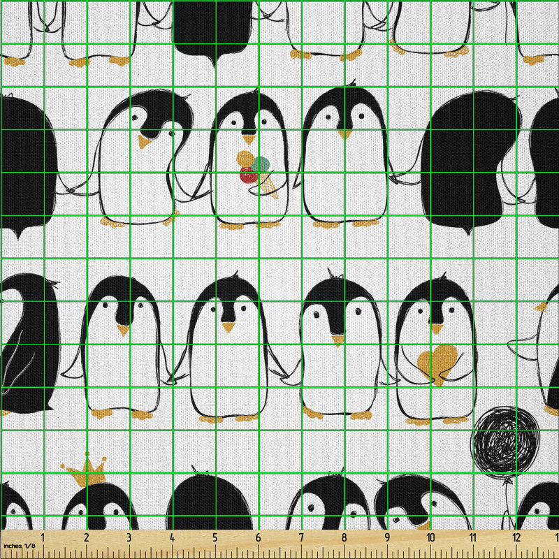 Dalayza Themed Cartoon Arctic Animals Holding Hands Fabric