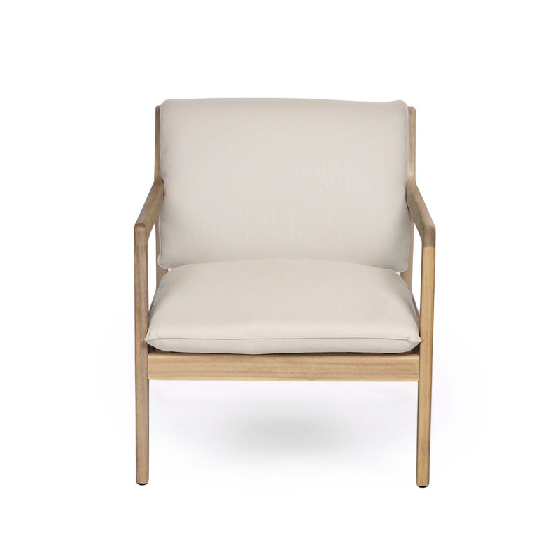 Ensemble de fauteuils d'extérieur contemporains en bois d'acacia avec coussins moelleux