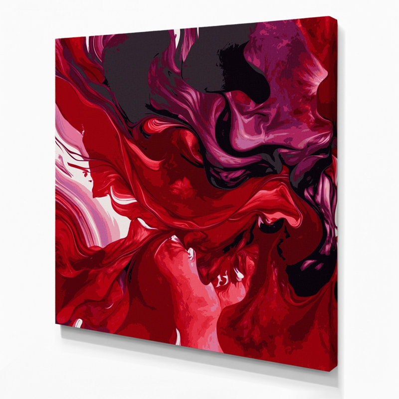 «Lyrical Abstraction 63», art mural sur toile rouge, H 8 po x l 8 po