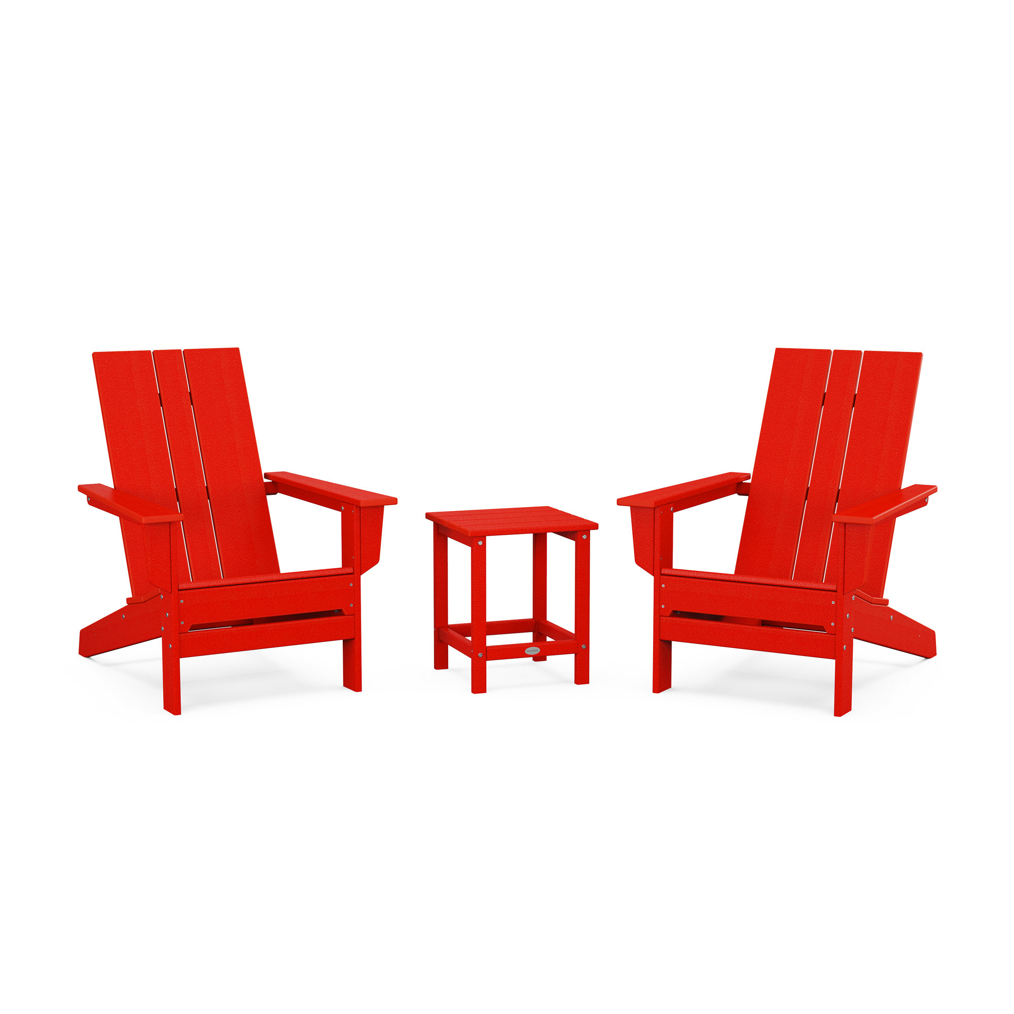 POLYWOOD x AllModern Adirondack Chairs with Table, Sunset Red