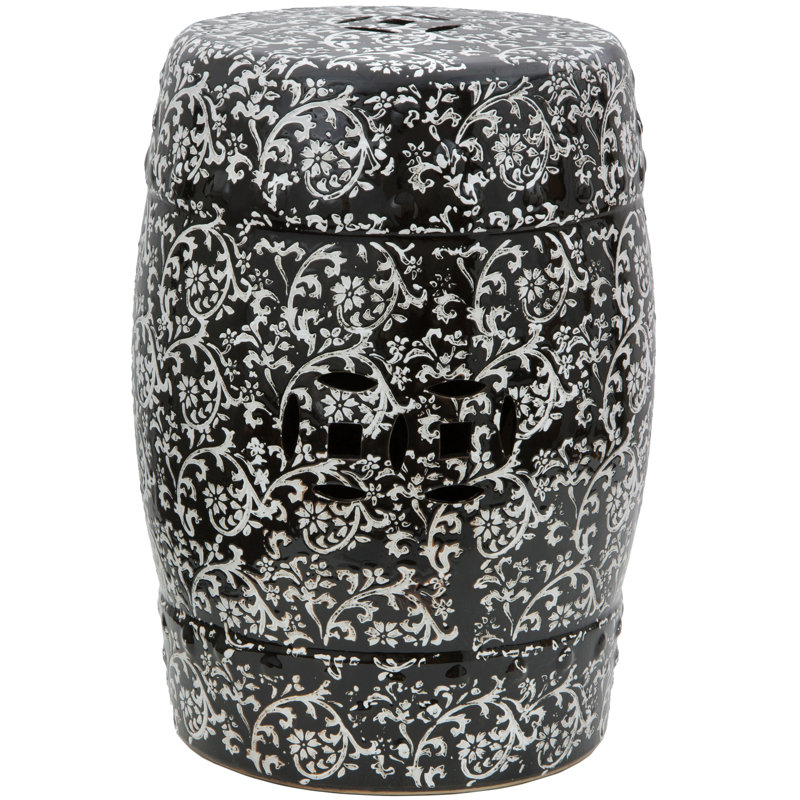 Tabouret de jardin en porcelaine florale