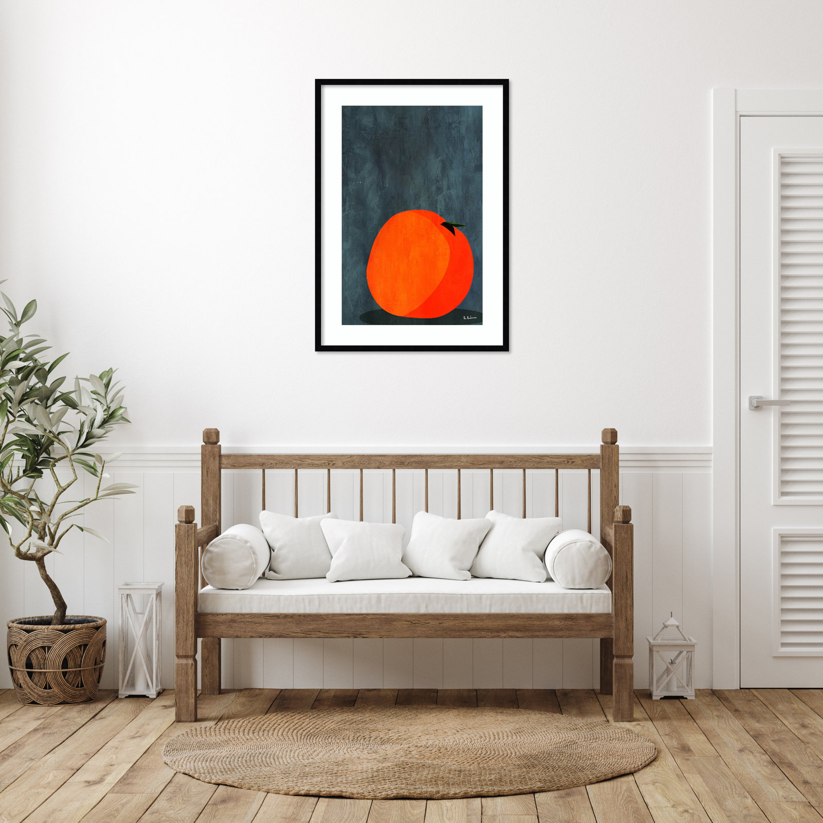 Calmly Sleeping Apple Print, 38" H x 27" W, Black