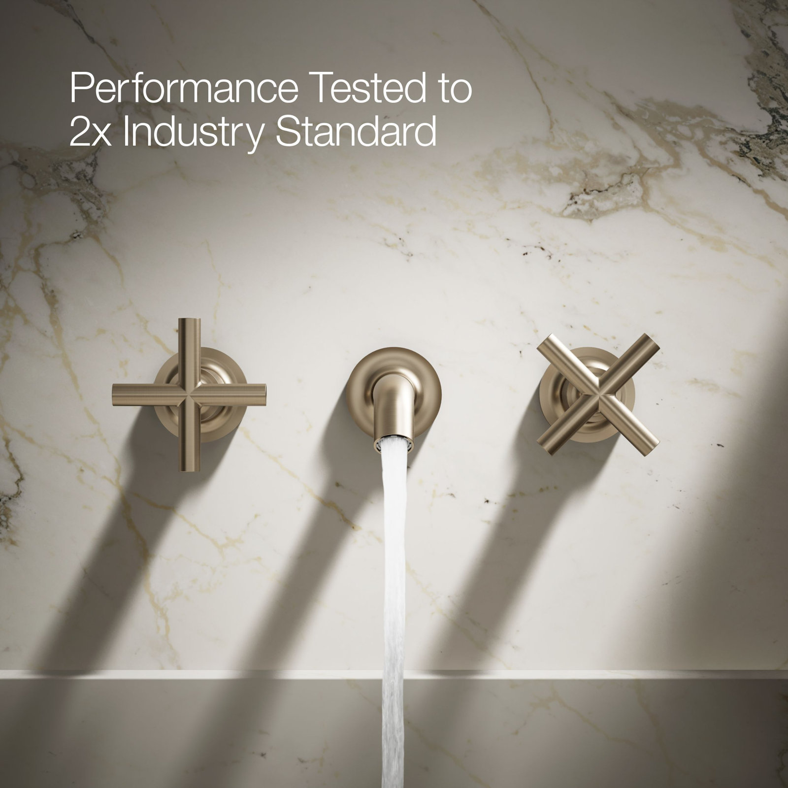 Purist Wall-Mounted Bathroom Faucet, Vibrant Brushed Bronze, Cross Handle