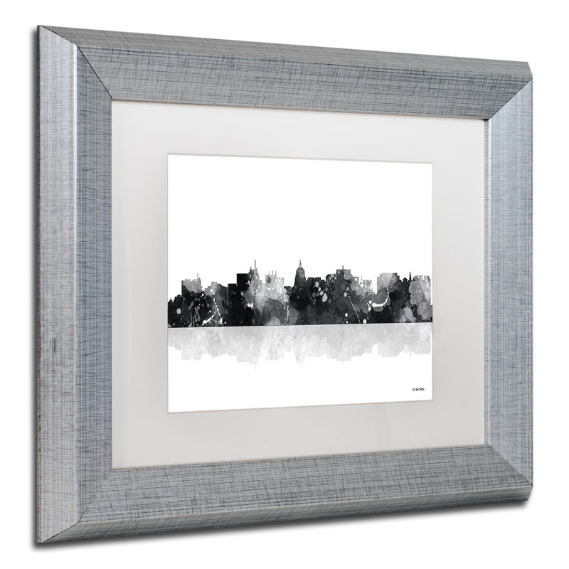 « madison wisconsin horizon bg-1 », impression sur toile encadrée, H 16 po x l 20 po x P 0,5 po, argent
