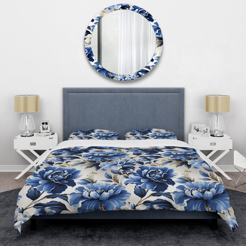 Regal Damask Splendor Victorian Pattern Floral Duvet Cover, Twin Duvet Cover + 1 Standard Sham