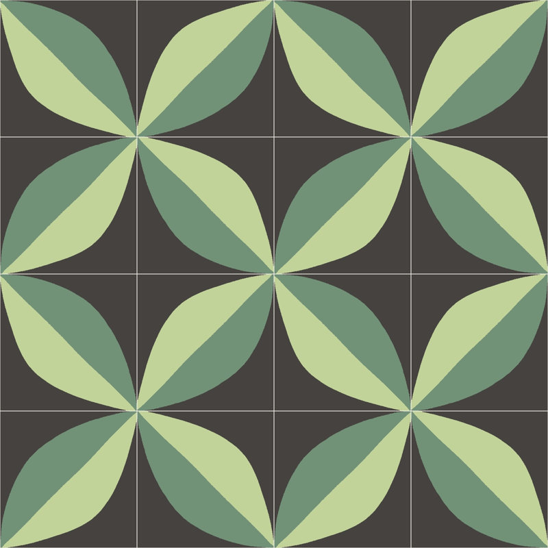 Carreau de mur et de sol à motif ciment / béton 8 po Tapa Largeleaf by Shag, Vert