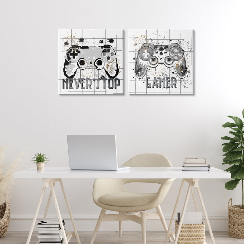 Ensemble de 2 mots sur toile Gamer, H 17 po x l 34 po