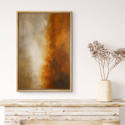 «Warm Amber & Neutral Gradient Abstract», reproduction d'art sur toile encadrée