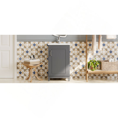 Meuble-lavabo élégant avec lavabo en céramique et rangement spacieux, parfait pour les salles de bain organisées et fonctionnelles.