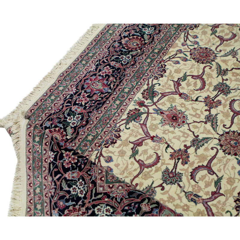 Wool Floral Area Rug in Navy