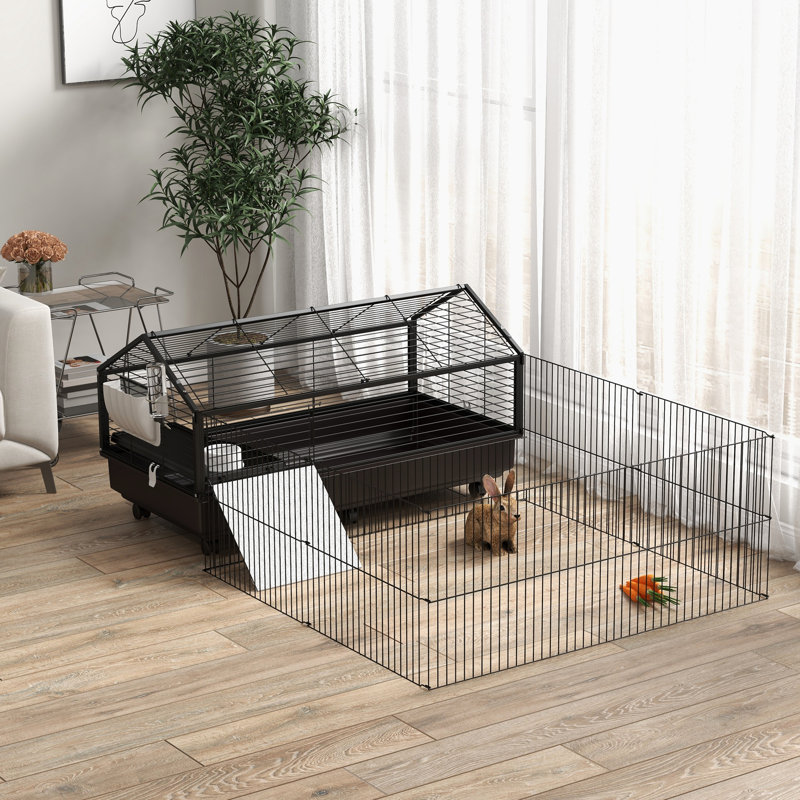 Petite cage pour animaux de compagnie - aire de jeu pliable pour le plaisir, cochon d'Inde noir