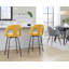 Tabouret de bar à hauteur fixe avec pivot en métal noir et velours taupe avec repose-pieds rond en métal doré - ensemble de 2-406528121-406528126