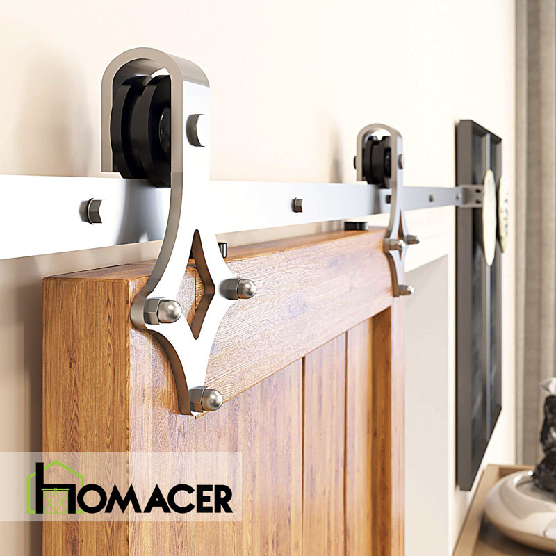 Brushed Nickel Diamond Design Non-Bypass Single Track One Door Hardware Kit( Door Not Included), 60 in.