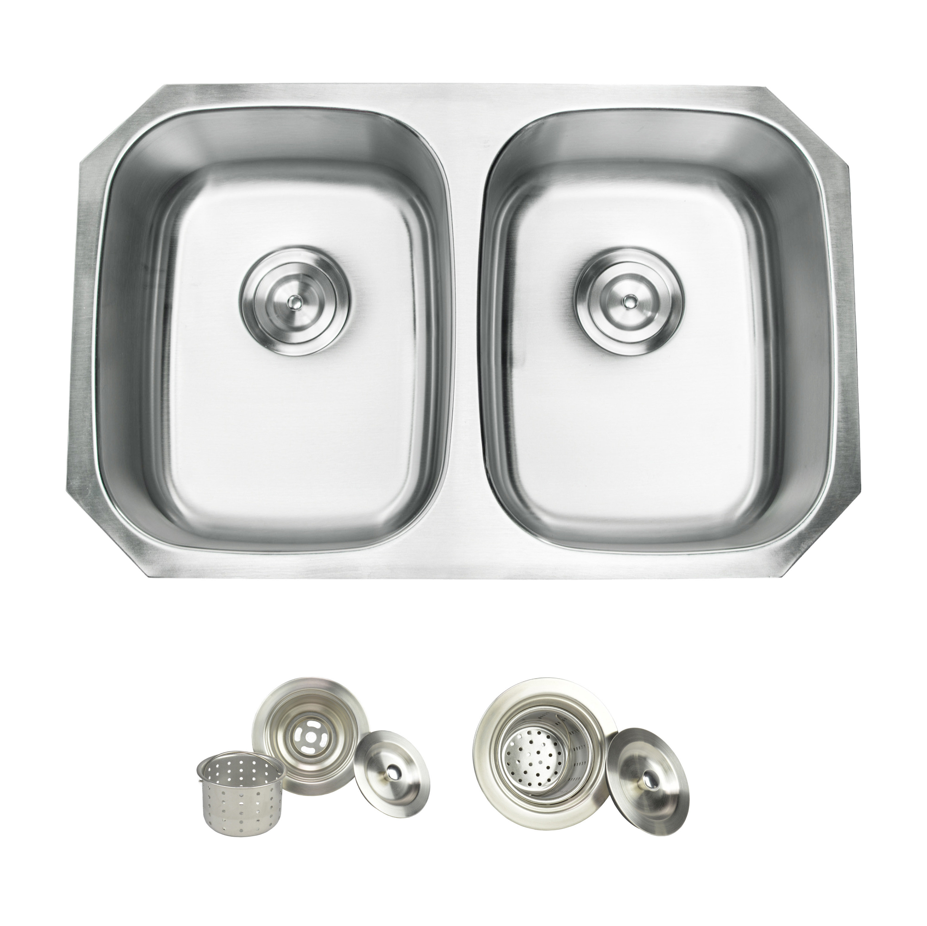 KBFmore 31 Inch Double Equal Bowl Undermount Classic Kitchen Sink with 5  Pieces Sink Accessories