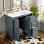 Meuble-lavabo de 36 po avec lavabo en céramique, structure en bois massif, 3 tiroirs, charnières, planches, rangement spacieux, style rétro, poignée en métal exquis, motif de rainure unique, glissière de tiroir lisse, multi-usage-1796488066
