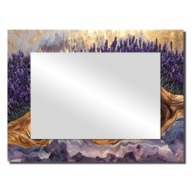 Lavender Field On The Crystal Wood River I - Floral Mirror Wall Art - Printed On Metal