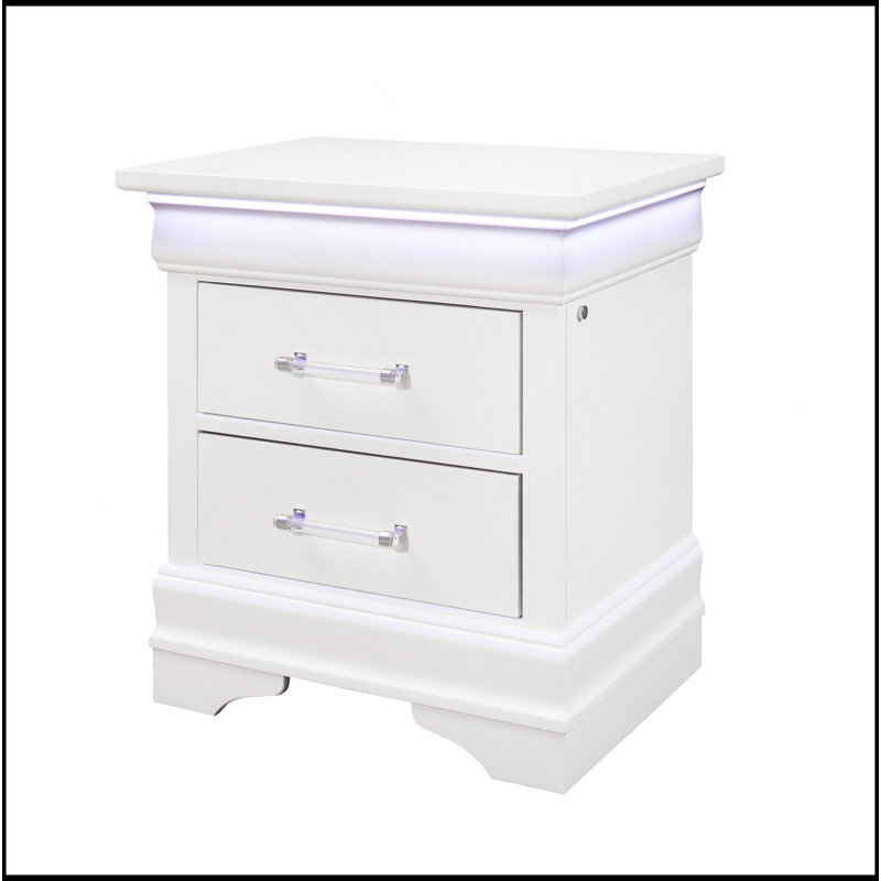 Table de chevet avec DEL, Blanc
