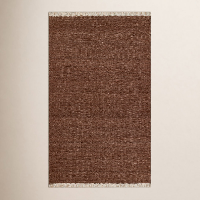 Tapis brun intérieur / extérieur moderne tissé à la main Cassandra, Rectangle 5 pi x 8 pi