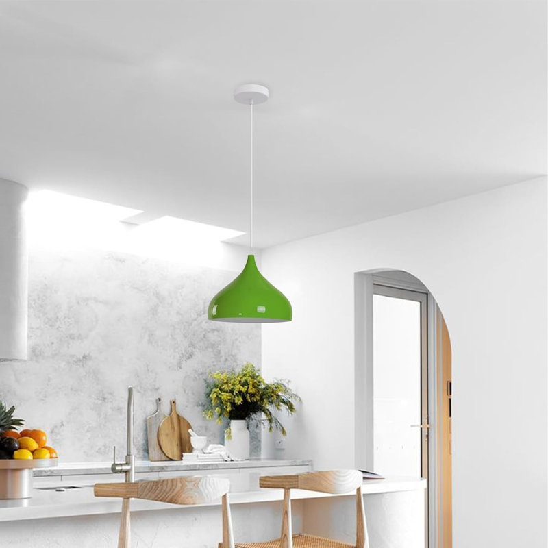 Shinae 1 - Light Teardrop Pendant, Green, White