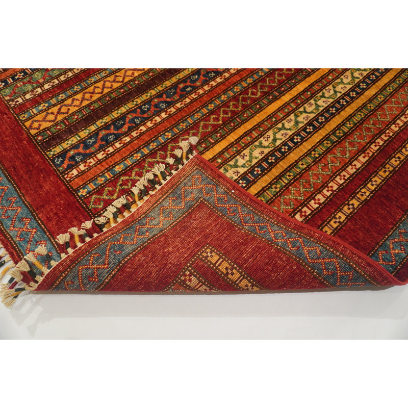 Aryana Wool Striped Area Rug in Red