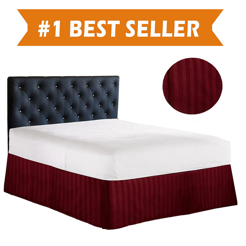 1500 Thread Count Microfiber Wrap Around Tailored 14" Drop Bed Skirt, King, Dark Red