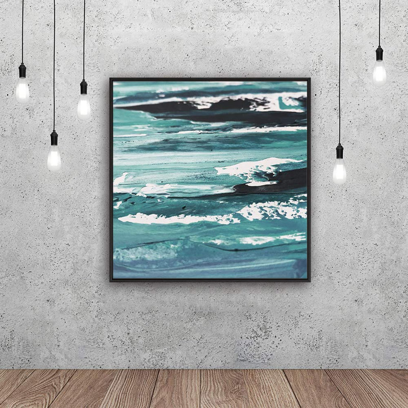 Effet texturé bleu sarcelle, vert, noir, champ, formes abstraites, minimalisme alternatif dramatique foncé, impression sur toile