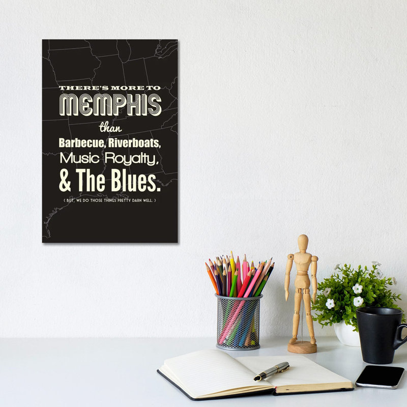 There's More To Memphis - Dark by Benton Park Prints - Wrapped Canvas Print, 20.32 cm H x 30.48 cm W