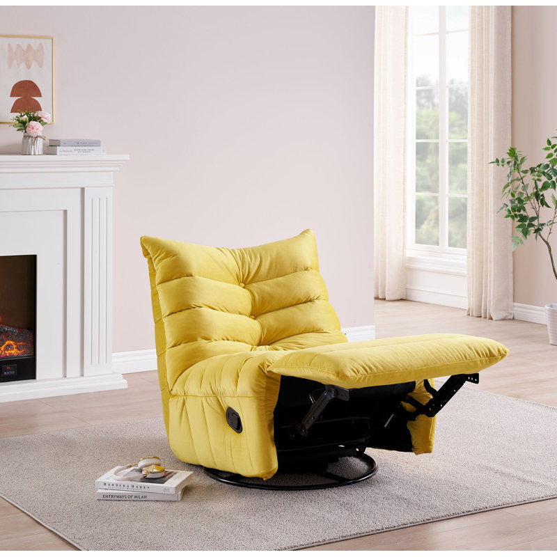 Lazy Luxury In A Small Space: Modern Rotatable Lounge Chair With Side Pocket, Perfect For Reading & Relaxing In Style, Yellow