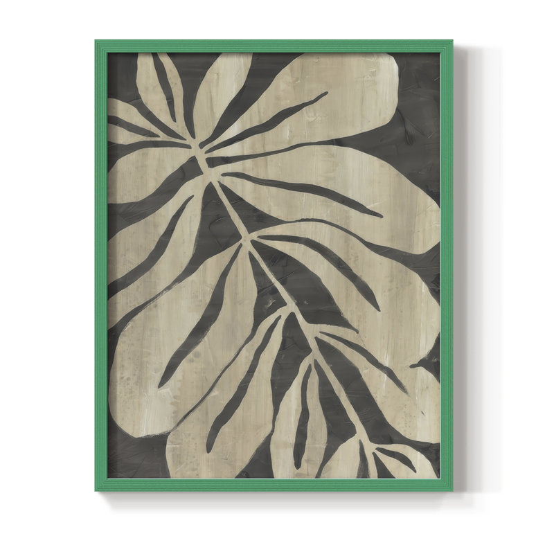 «Bold Leaf Fossil I», reproduction encadrée - bois massif, Vert, H 11 po x l 9 po